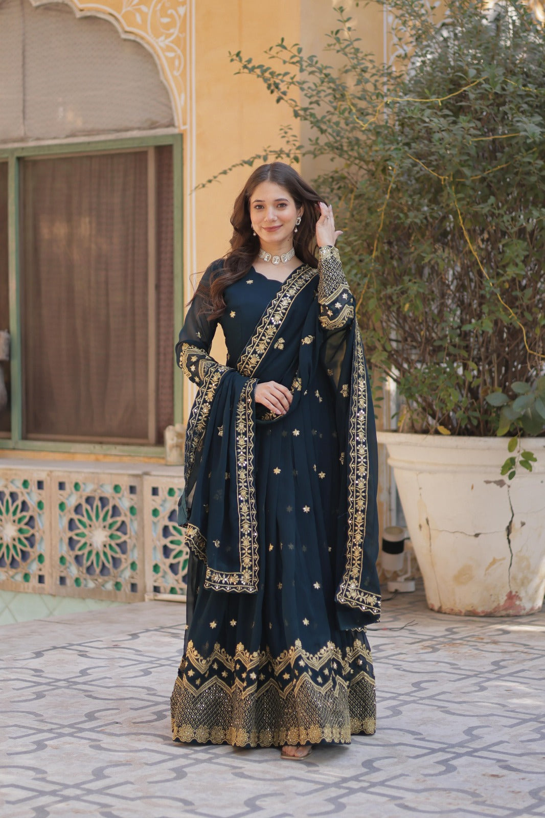 Women Premium Party Wear Gown With Dupatta Set