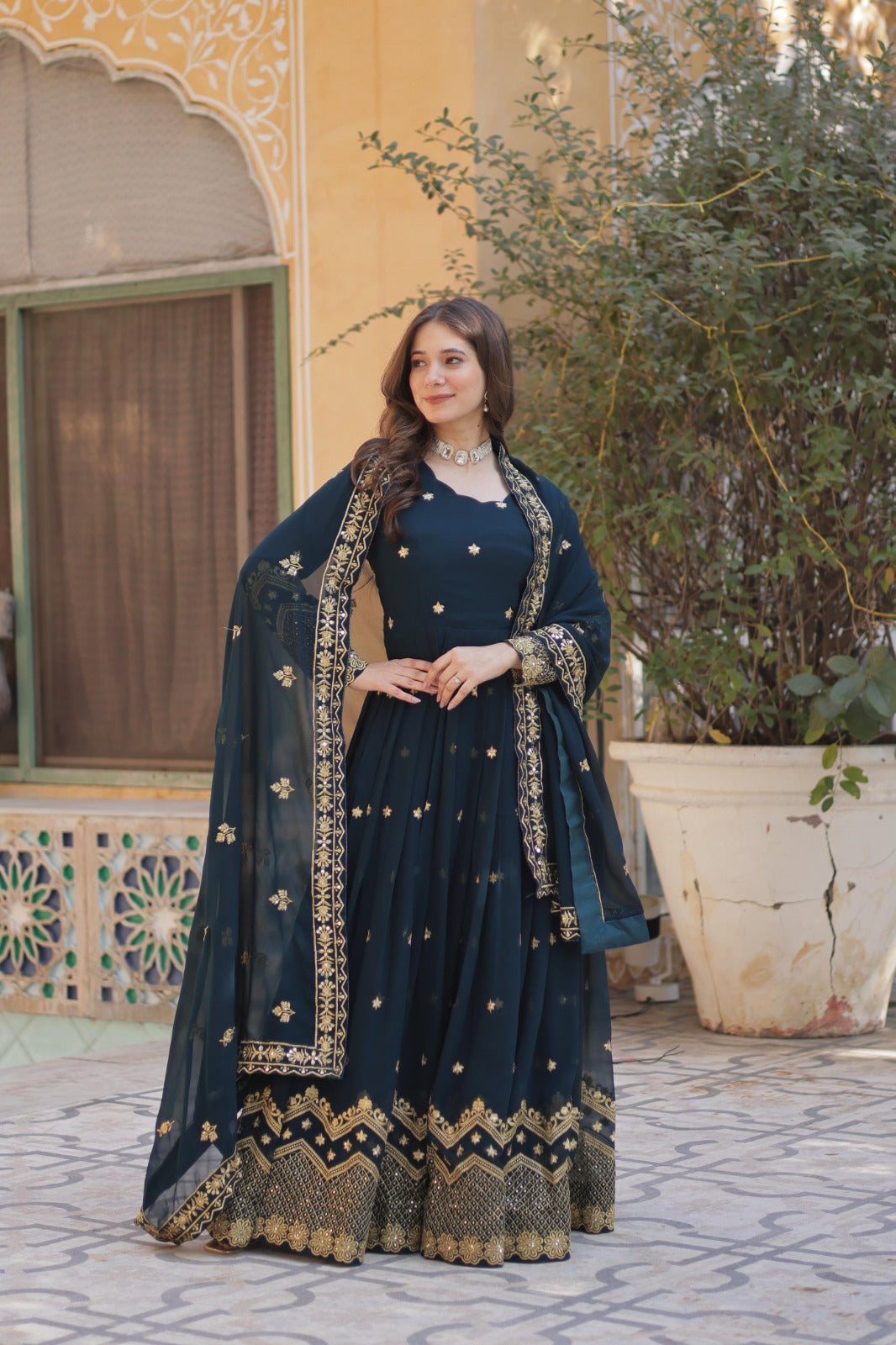 Women Premium Party Wear Gown With Dupatta Set