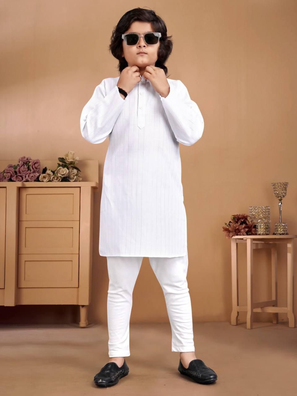 Kids Pure Cotton Kurta With Pyjama Set