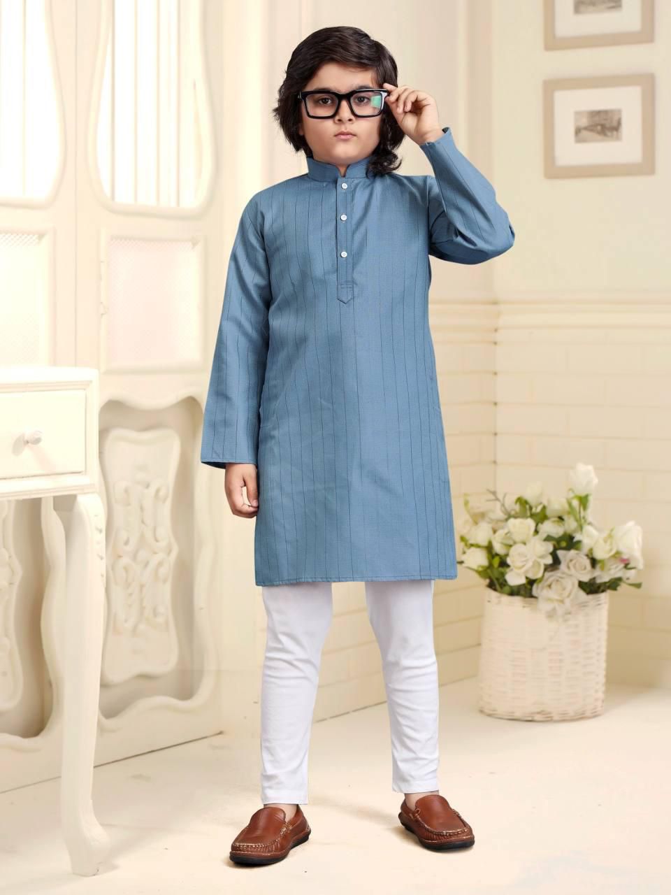 Kids Pure Cotton Kurta With Pyjama Set