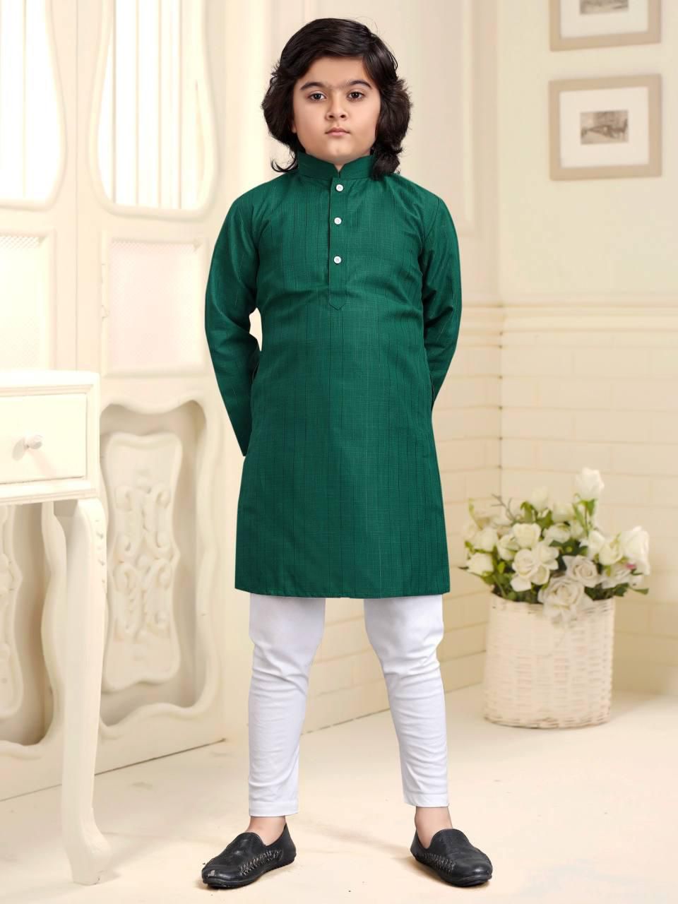 Kids Pure Cotton Kurta With Pyjama Set