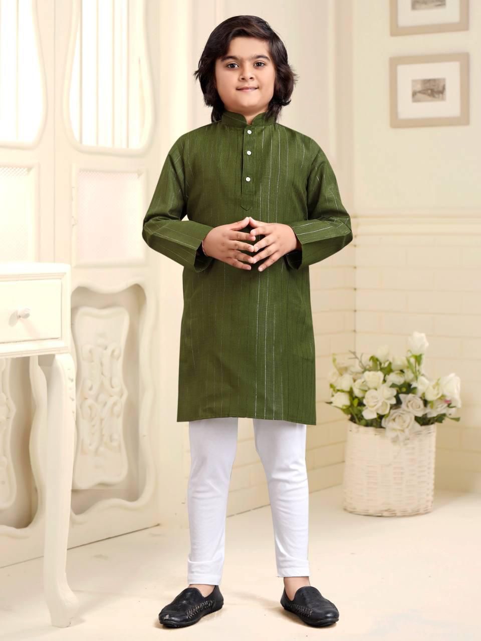 Kids Pure Cotton Kurta With Pyjama Set