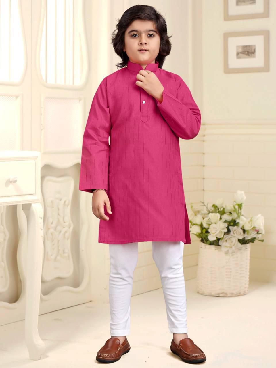 Kids Pure Cotton Kurta With Pyjama Set