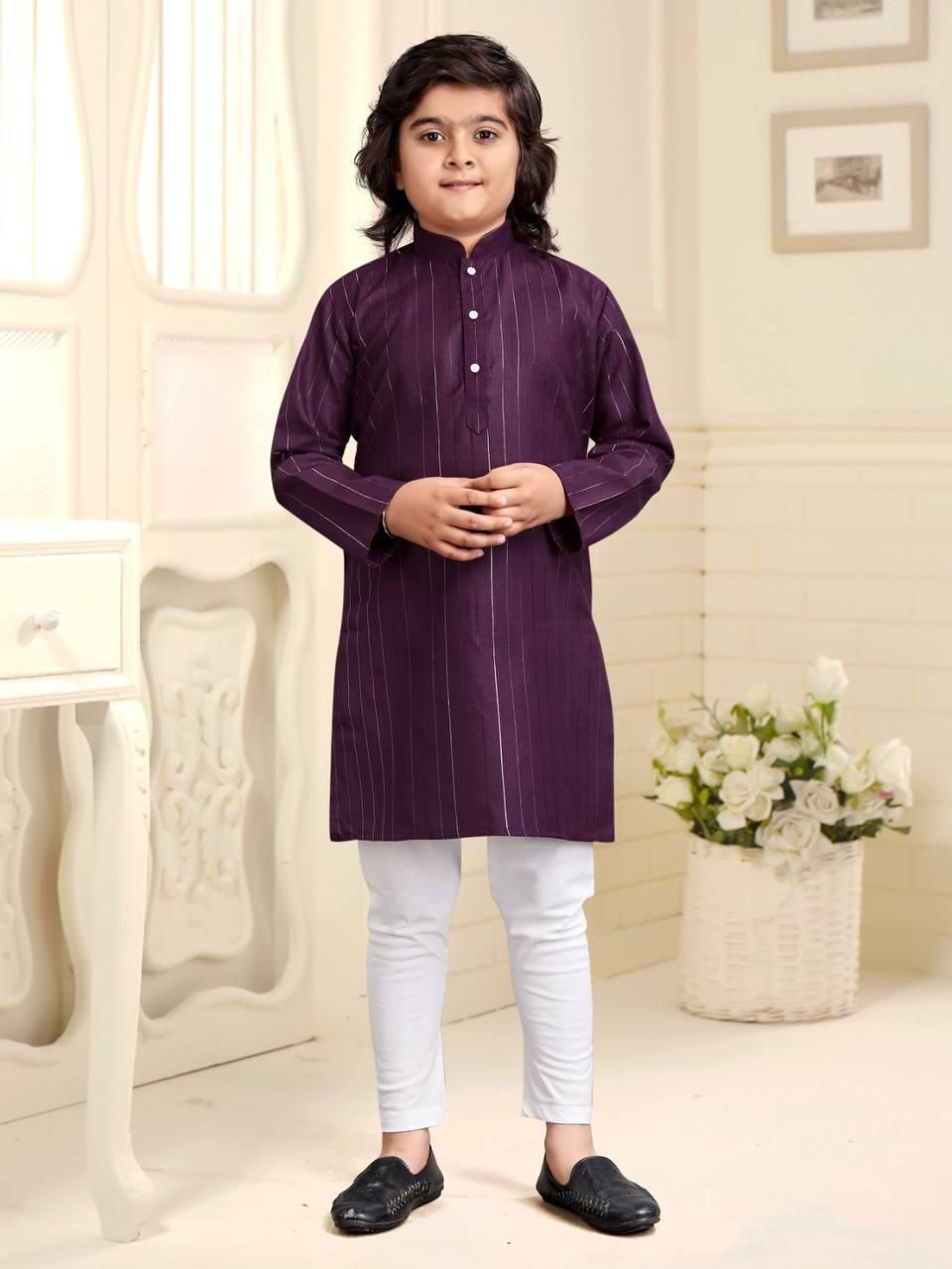 Kids Pure Cotton Kurta With Pyjama Set