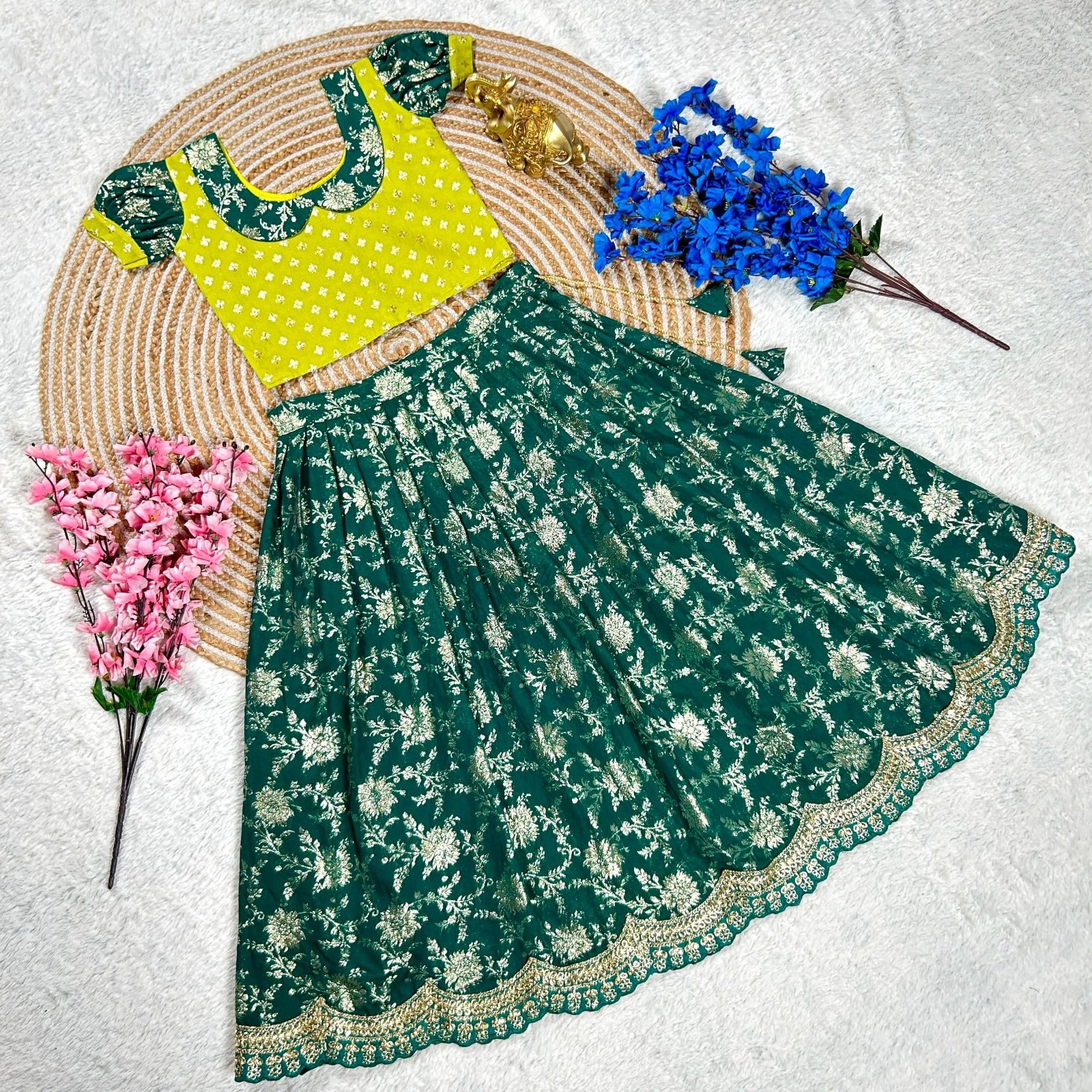 Kids Heavy Weaving Lehenga Choli