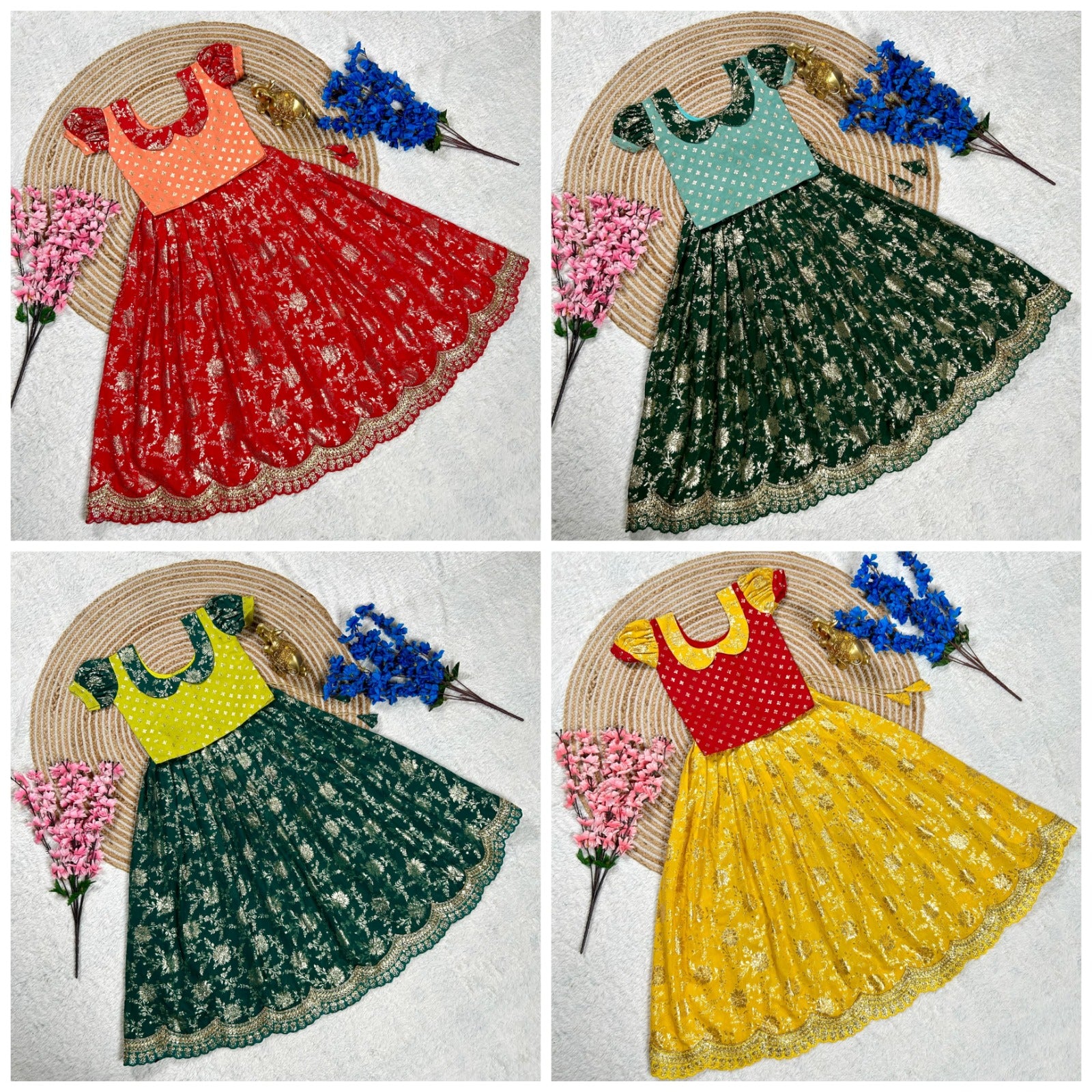 Kids Heavy Weaving Lehenga Choli