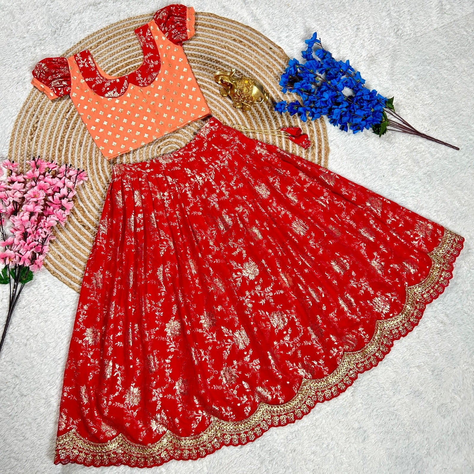 Kids Heavy Weaving Lehenga Choli