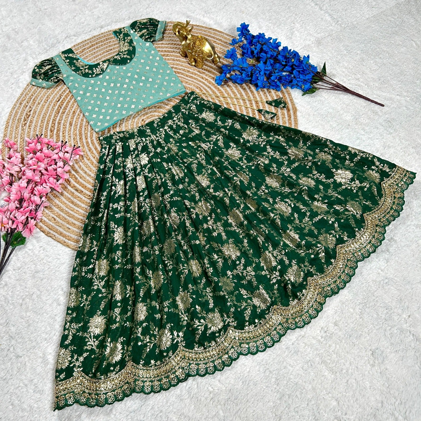 Kids Heavy Weaving Lehenga Choli