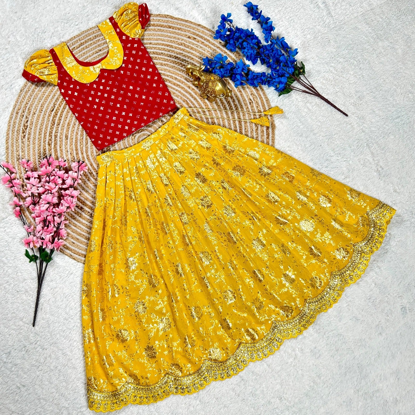 Kids Heavy Weaving Lehenga Choli