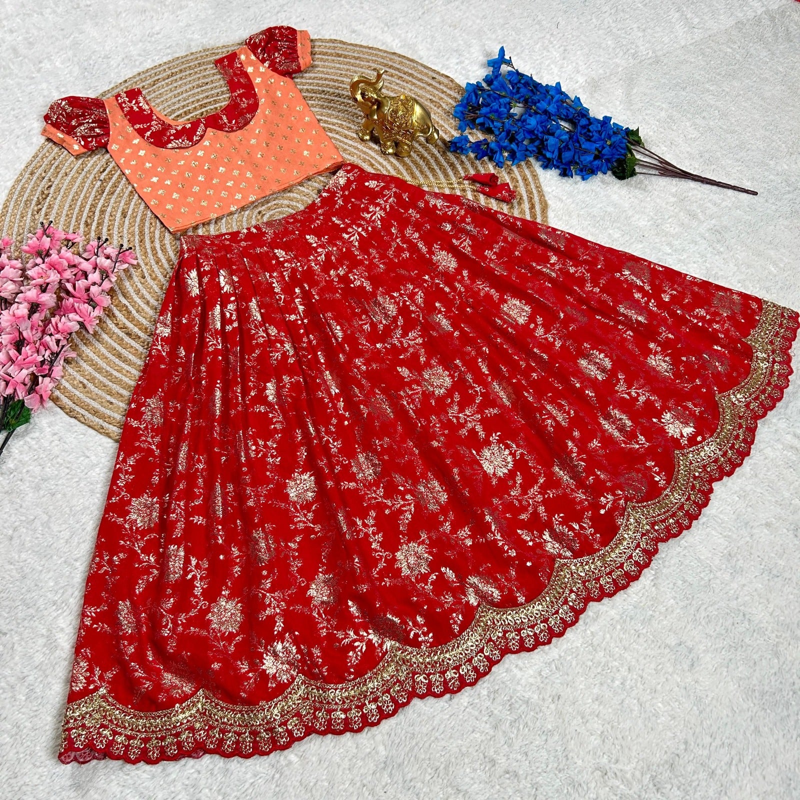 Kids Heavy Weaving Lehenga Choli