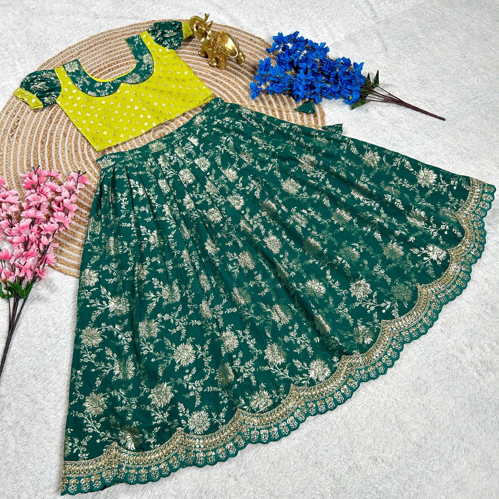 Kids Heavy Weaving Lehenga Choli