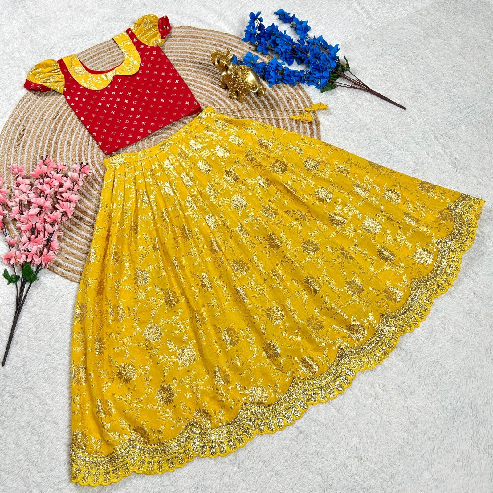 Kids Heavy Weaving Lehenga Choli