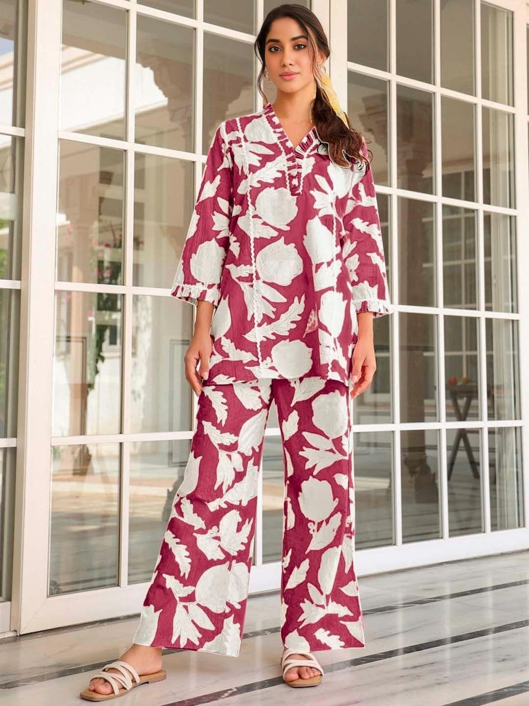 Women Printed Cotton Cord Set