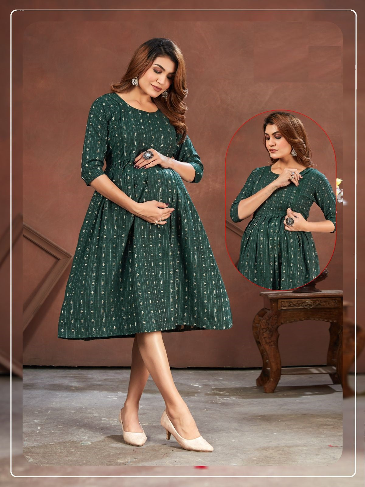 Women Full Flared Gown For Maternity Period