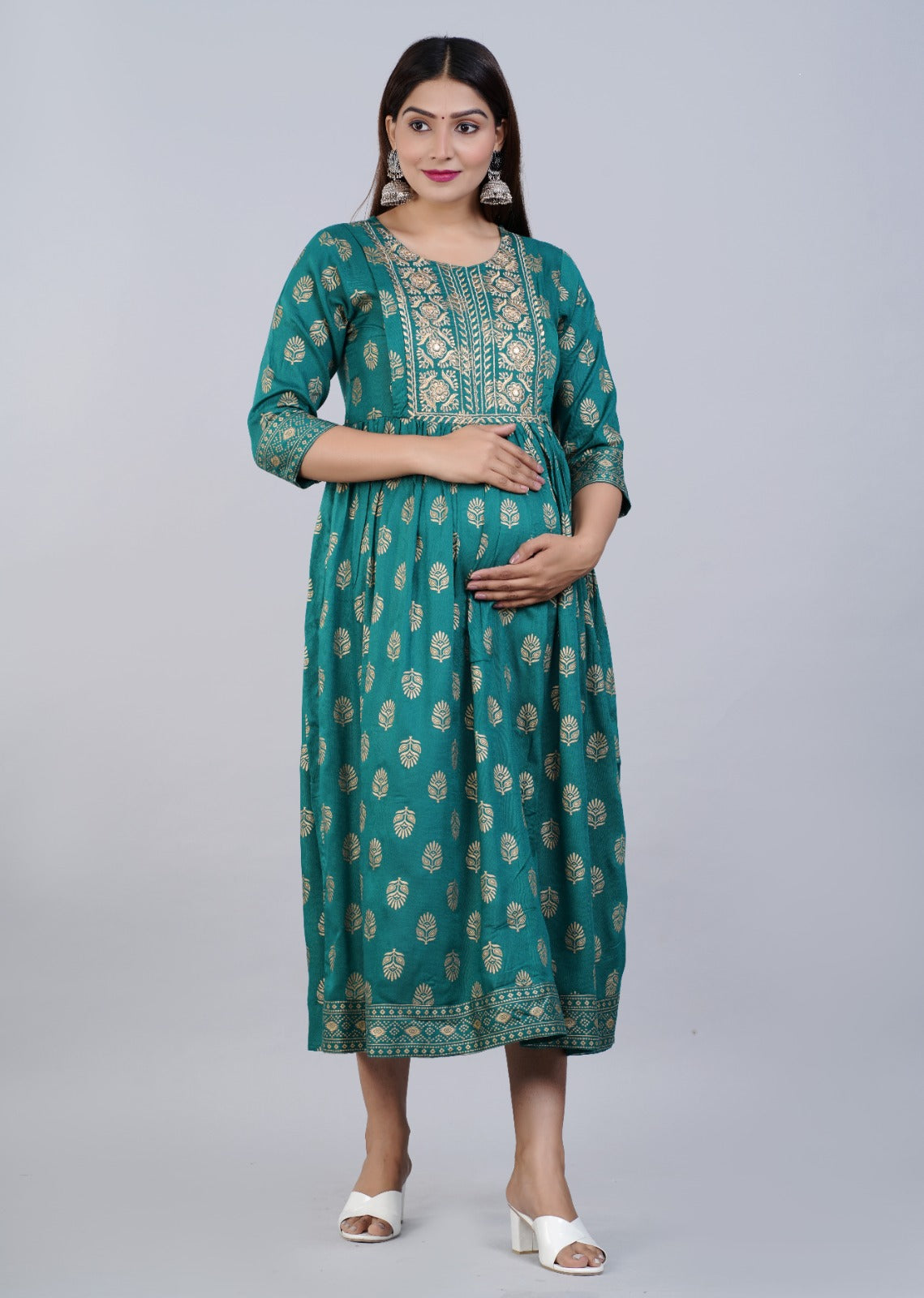 Women Rayon Printed Embroidery Maternity Wear