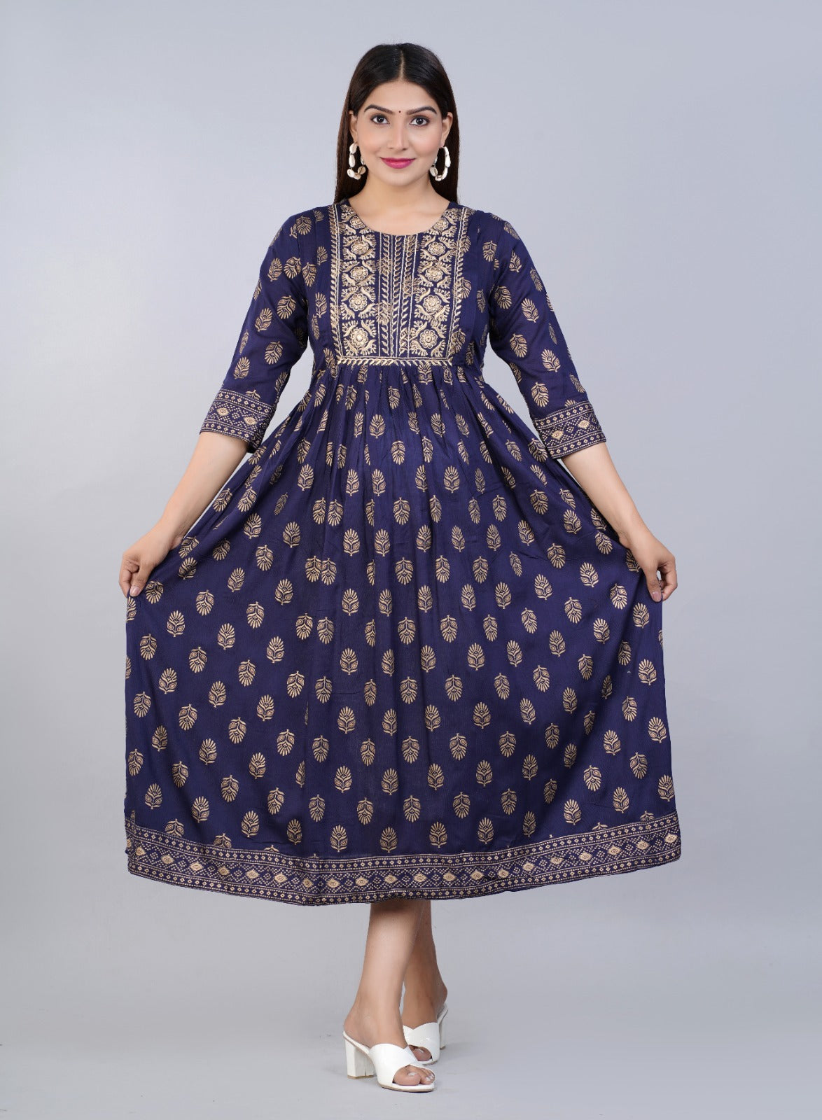 Women Rayon Printed Embroidery Maternity Wear