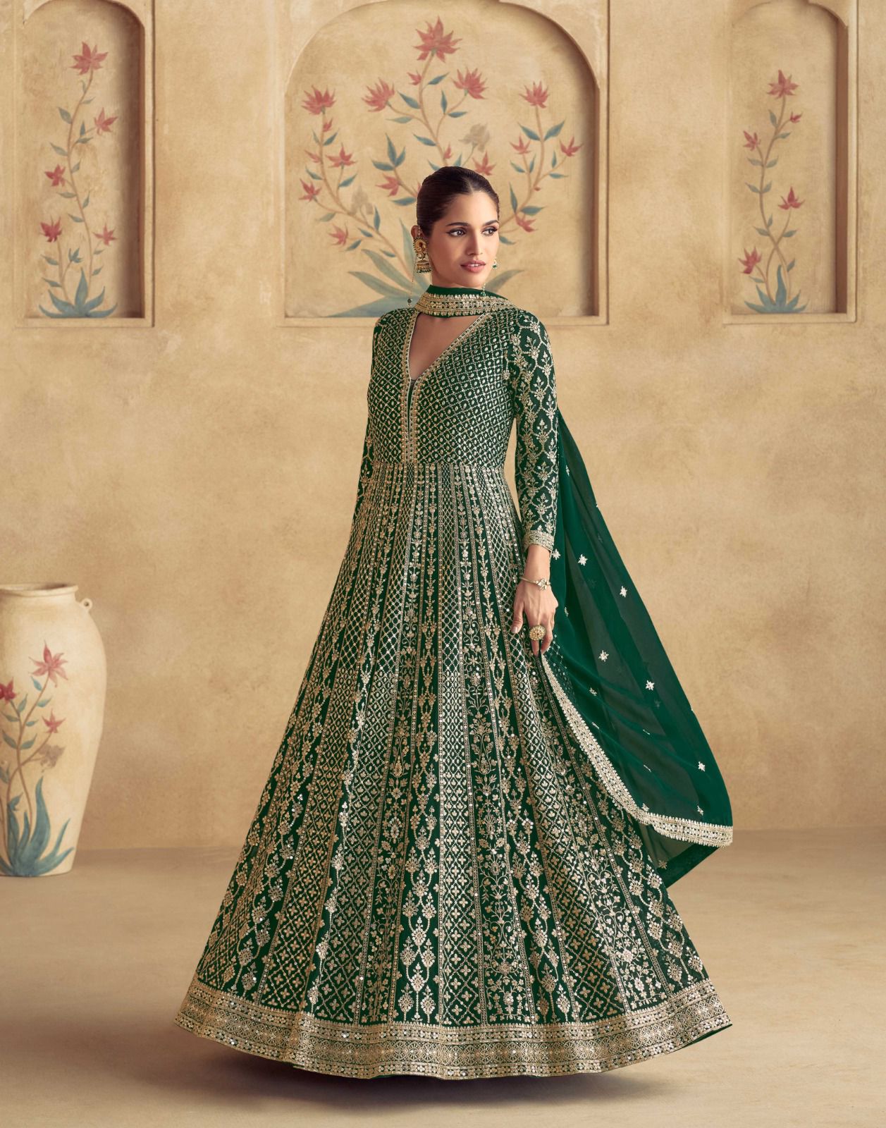 Ashirwad Creation Maharani Anarkali Gown With Embroidery Sequence Work