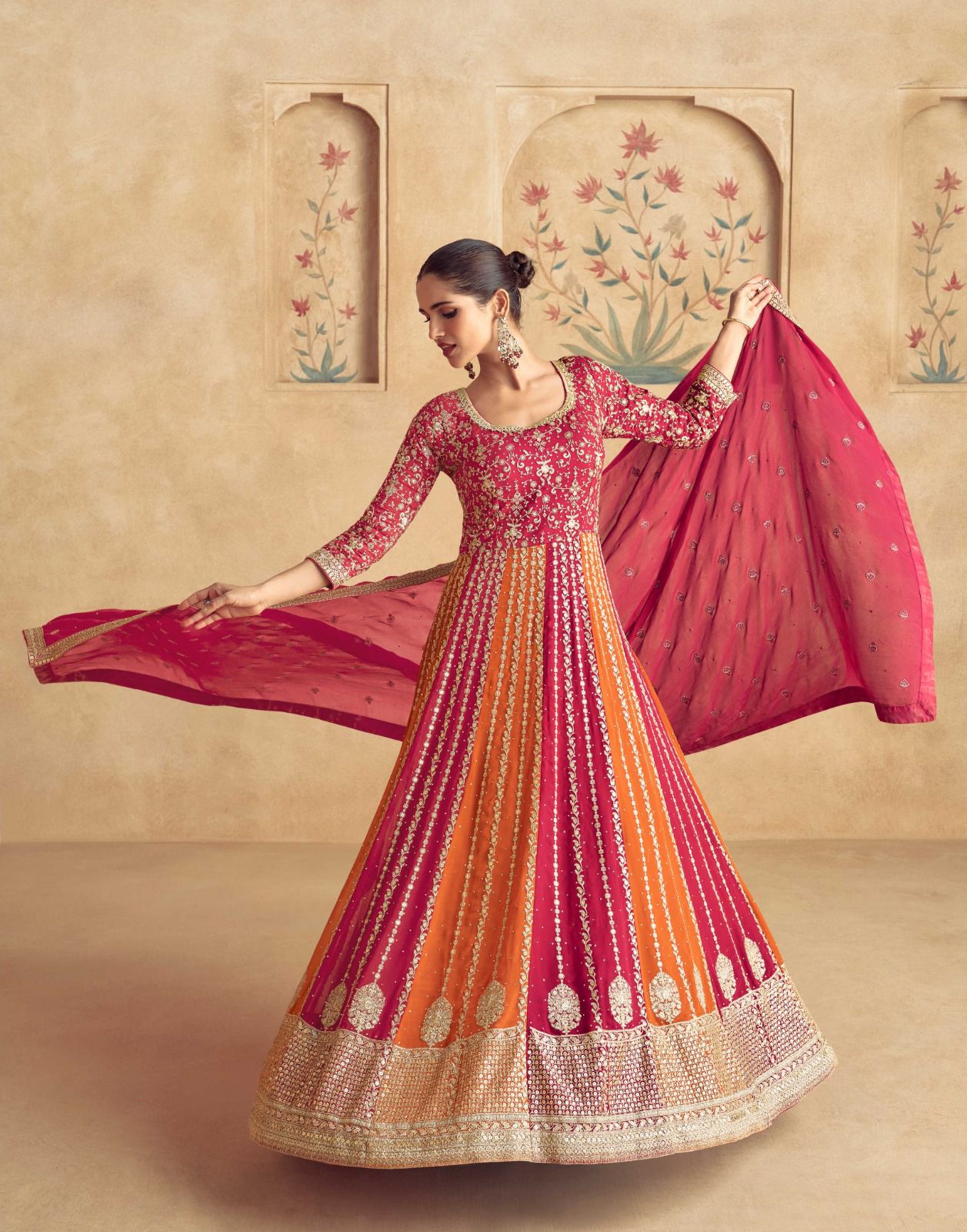 Ashirwad Creation Maharani Anarkali Gown With Embroidery Sequence Work