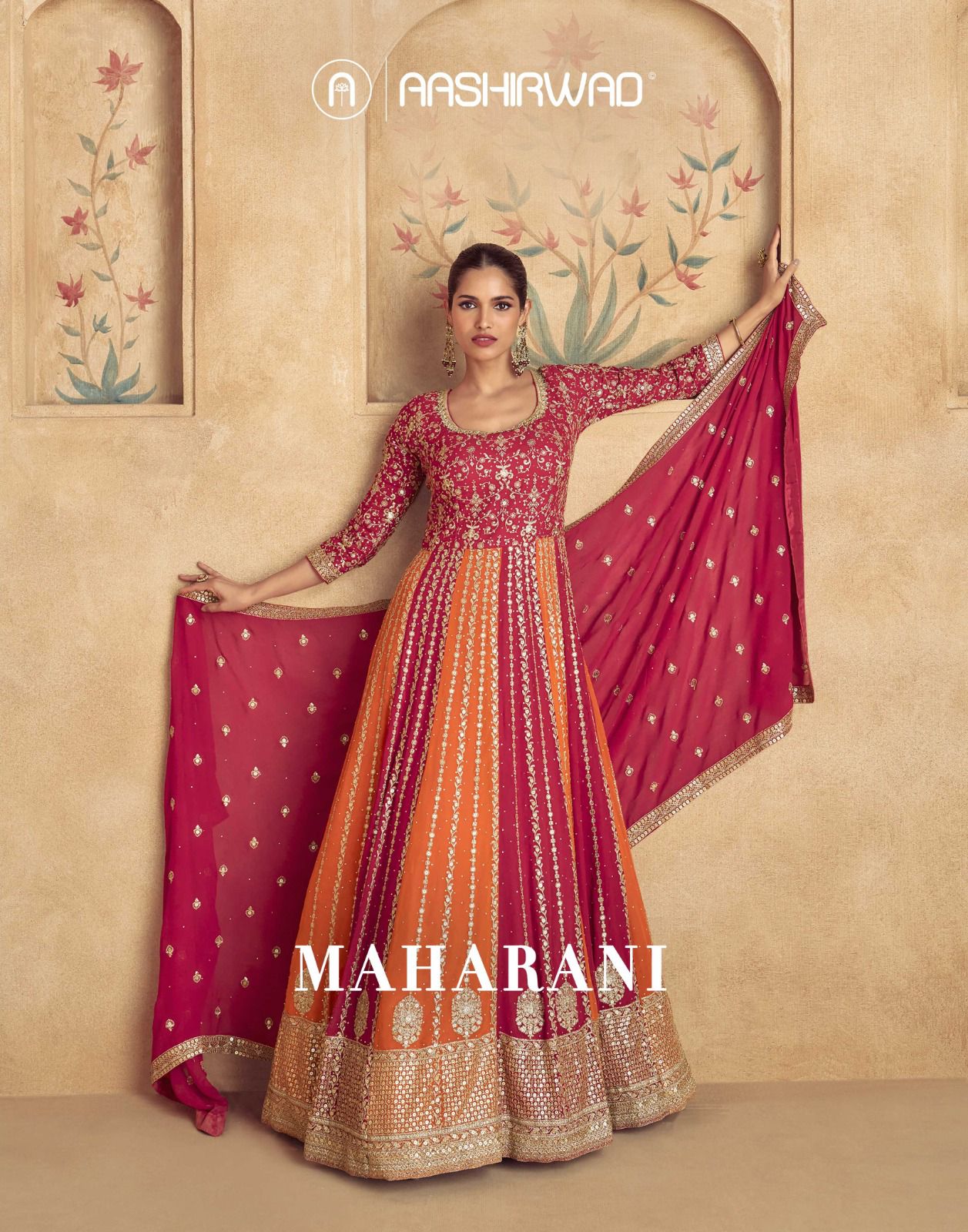 Ashirwad Creation Maharani Anarkali Gown With Embroidery Sequence Work