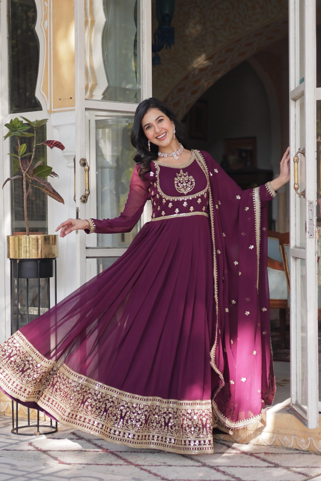 Women Premium Party Wear Gown With Dupatta Set