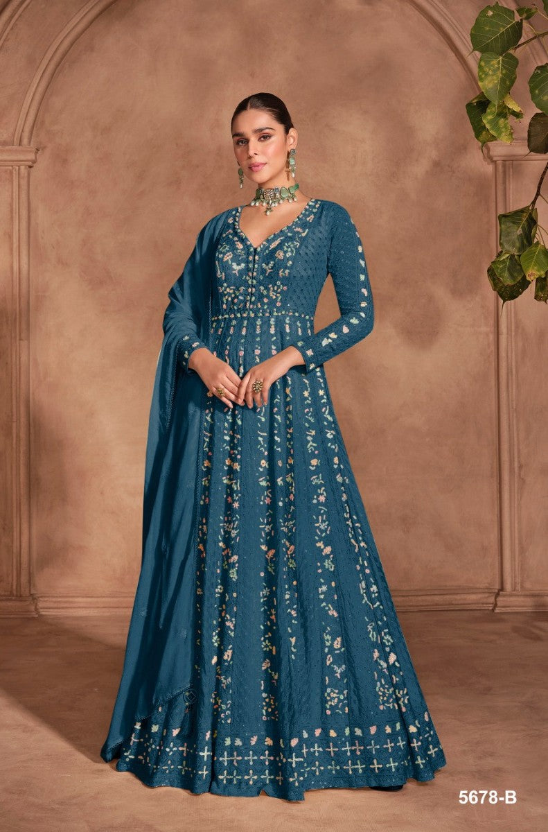 Women Semi Stitched Premium Anarkali Gown With Dupatta Set