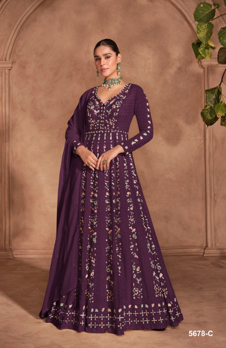 Women Semi Stitched Premium Anarkali Gown With Dupatta Set