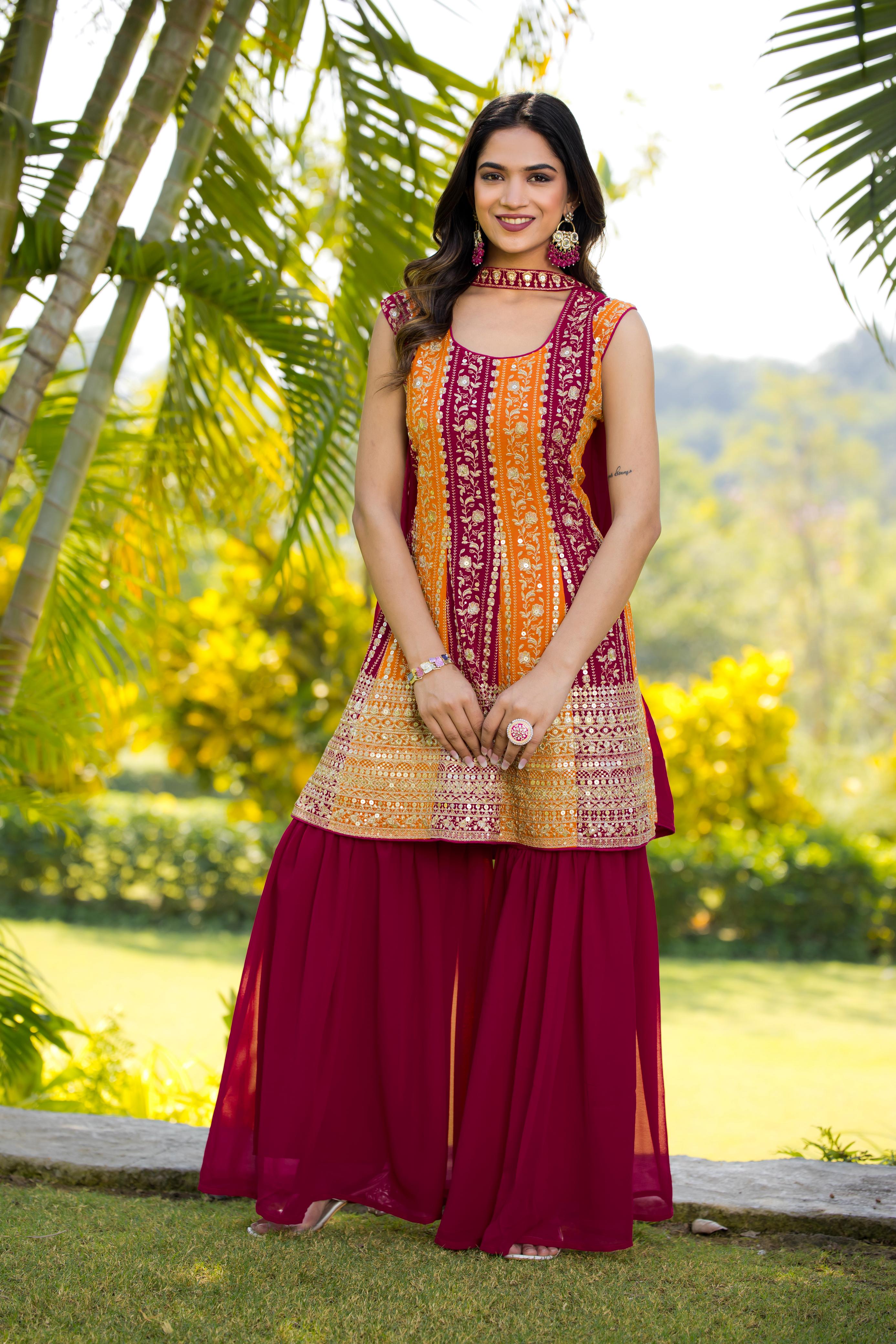 Women Georgette Sharara Suits Set