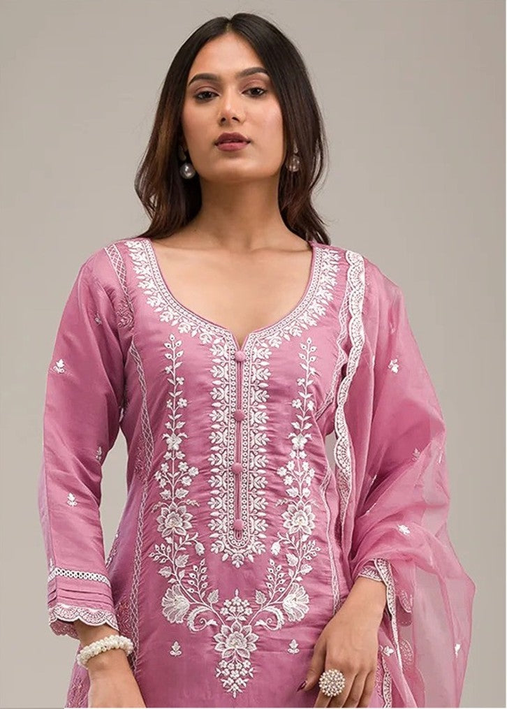 Women Heavy PV Cotton Semi Stitched Pakistani Suit Set With Dupatta