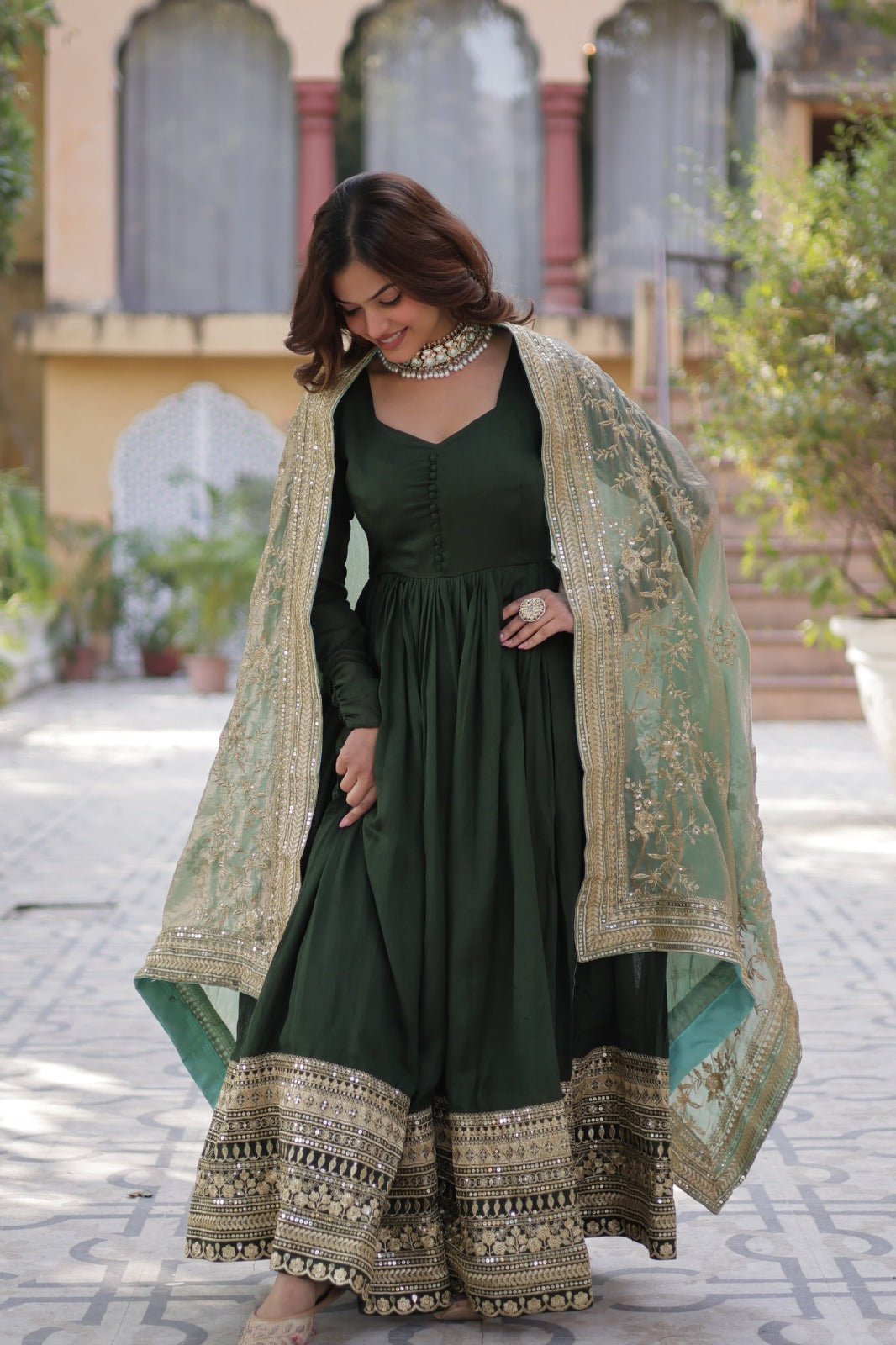 Women Premium Party Wear Gown With Dupatta Set