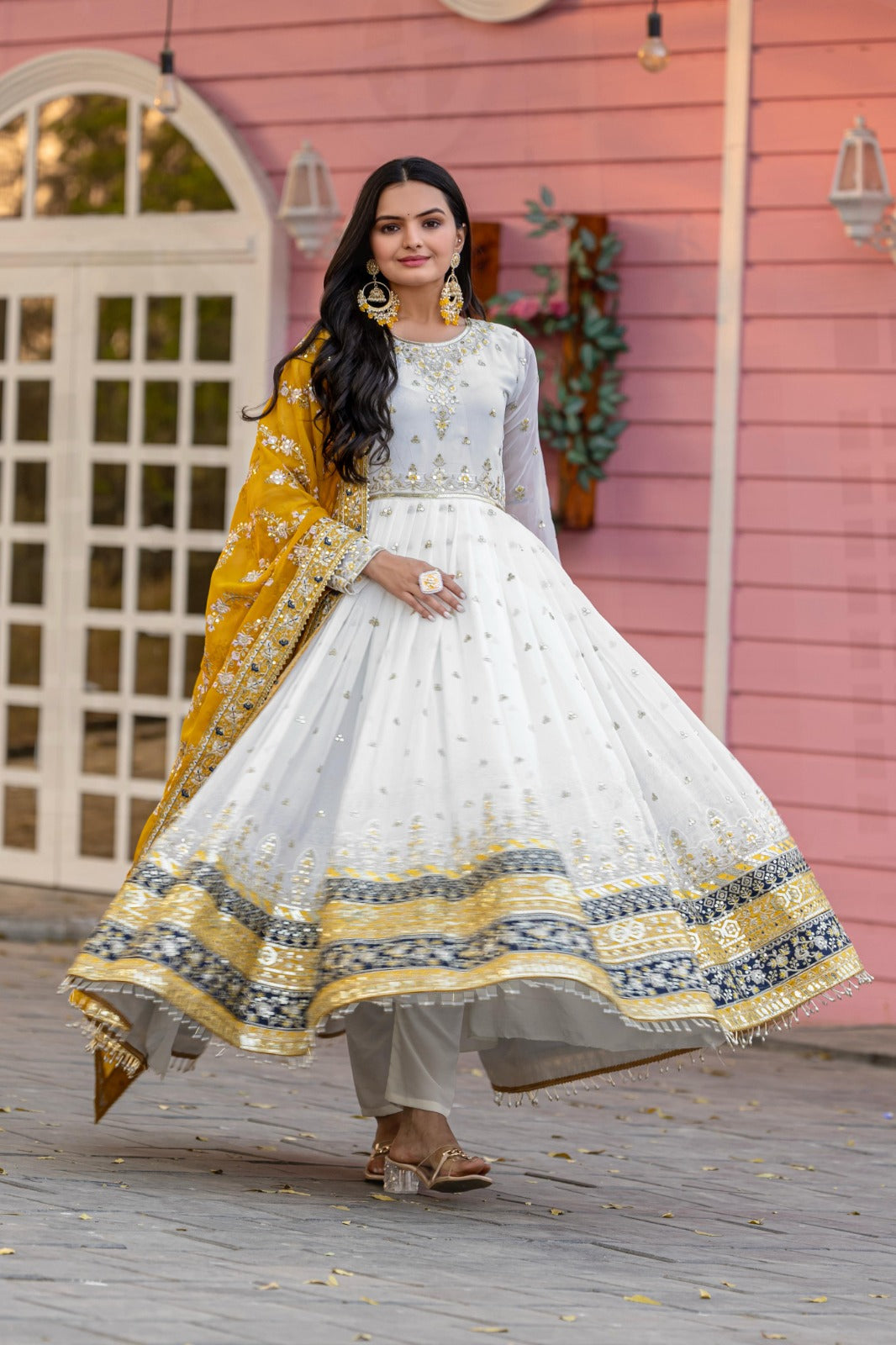 Women Party Wear Heavy Faux Georgette Anarkali Set With Dupatta