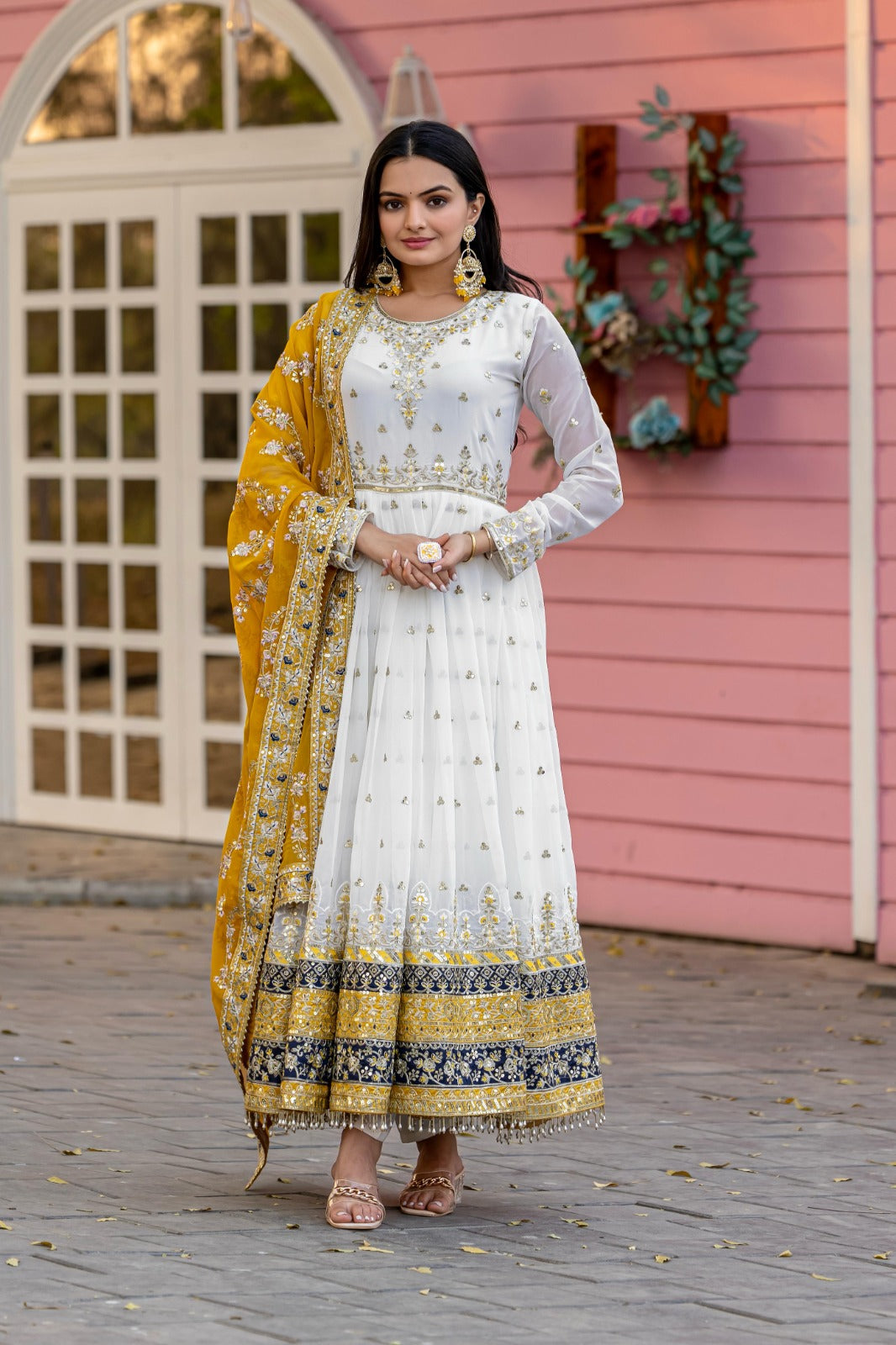 Women Party Wear Heavy Faux Georgette Anarkali Set With Dupatta