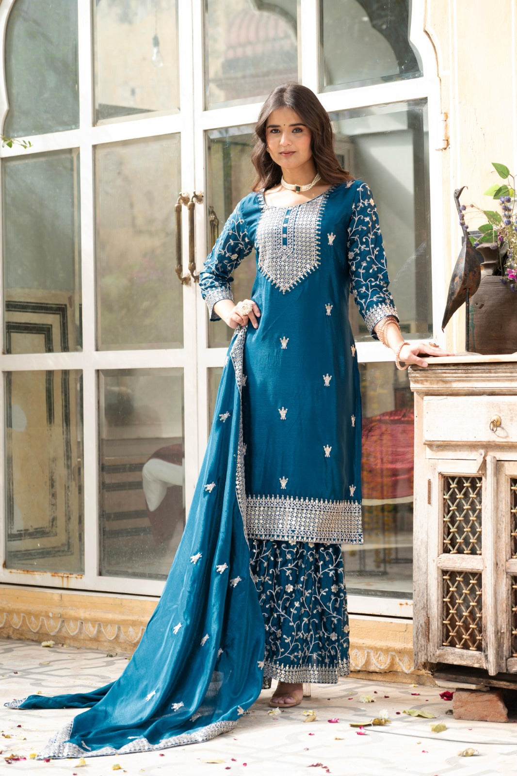 Women Channon Designer Sharara Suit Set With Dupatta