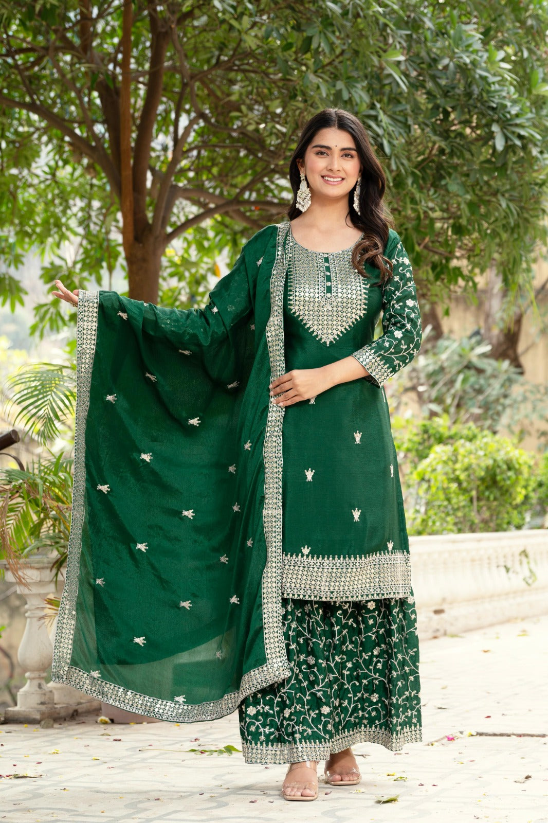 Women Channon Designer Sharara Suit Set With Dupatta