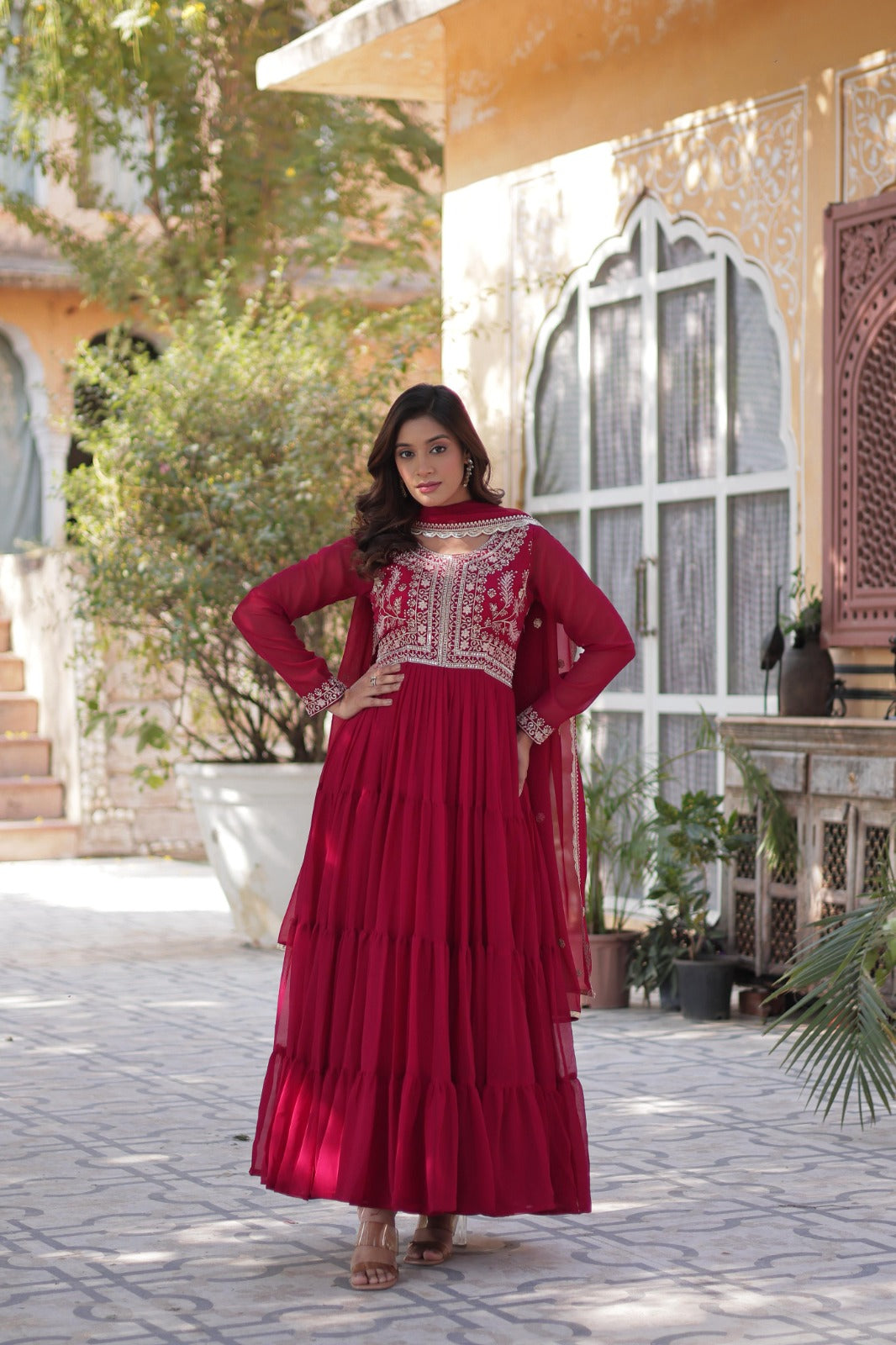 Women Premium Party Wear Gown With Dupatta Set